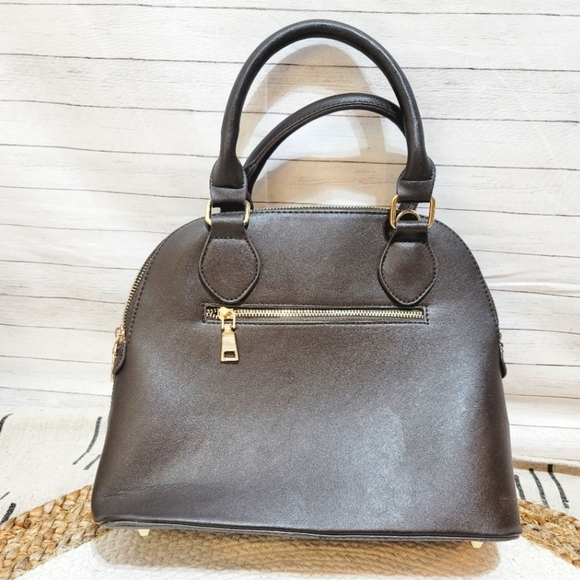 👜 MIZTIQUE 2 TONE BROWN FAUX LEATHER SATCHEL BAG - Picture 5 of 7